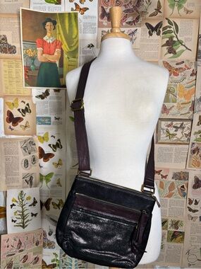 Fossil Black and Dark Brown Crossbody Bag sparkle bag